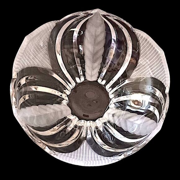 Imperlux Lead Crystal Bowl Dogwood Pattern Hand Cut Victorian Art Deco Style Vtg - Picture 6 of 16